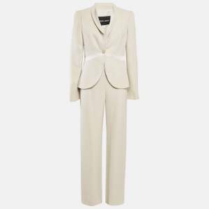Giorgio Armani Light Beige Silk Blazer and Pants Set M