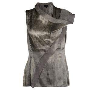 Giorgio Armani Silver Gunmetal Avant Garde Sleeveless Top M