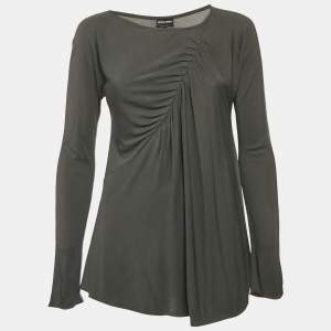 Giorgio Armani Grey Jersey Ruched Top M