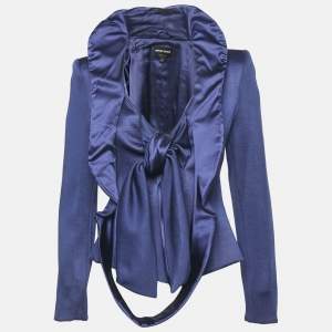 Giorgio Armani Blue Crepe Tie-Up Blazer M