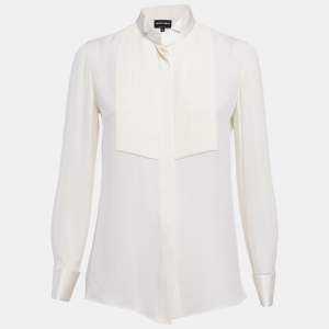 Giorgio Armani Off-White Tuxedo Button Front Blouse S