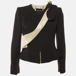 مملوكة مسبقًا Giorgio Armani Black & Cream Silk & Crepe Jacket M
