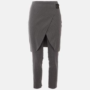 مملوكة مسبقًا Giorgio Armani Blue geometric Patterned Stretch Crepe Overlay Pants S
