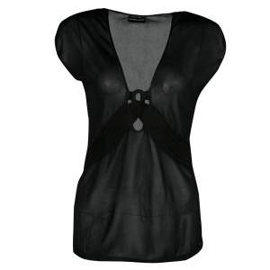 Giorgio Armani Black Knit Twist Front Top M