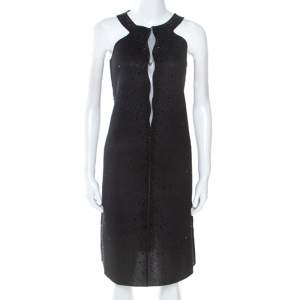 Giorgio Armani Black Dress Perforated Scuba Embellished Detail Dress M