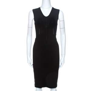 Giorgio Armani Black Knit Cutout Detail Sheath Dress S
