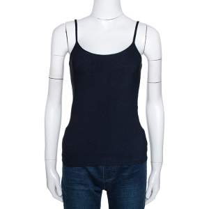 Pre Owned Giorgio Armani Navy Blue Knit Fitted Camisole L 