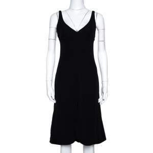 Giorgio Armani Black Silk Sleeveless A Line Dress S