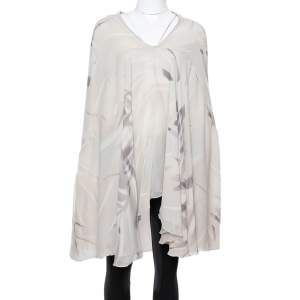 Pre Owned Giorgio Armani Pale Grey Printed Silk Kaftan Blouse S