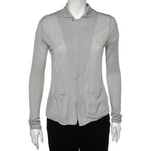 Giorgio Armani Grey Perforated Knit Cardigan XL