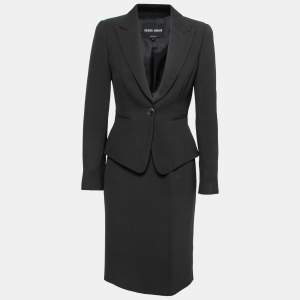 Pre Owned Giorgio Armani Black Acetate Skirt Suit S