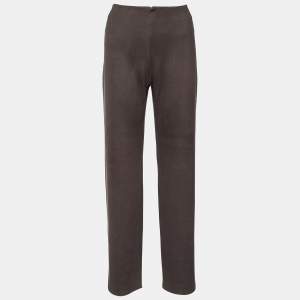Giorgio Armani Brown Coated Knit Straight Fit Trousers M