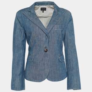 Giorgio Armani Blue Denim Button Front Jacket L