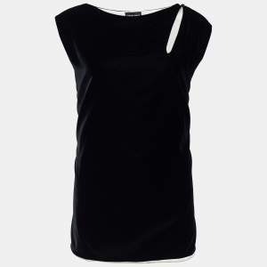 Giorgio Armani Black Velvet Sleeveless Top L