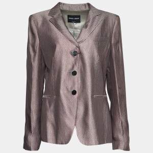 Giorgio Armani Grey Jacquard Button Front Blazer XL