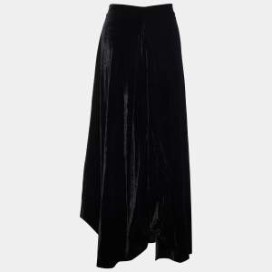 Giorgio Armani Black Velvet Asymmetrical Hem Skirt M