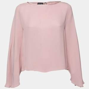 Giorgio Armani Blush Pink Crepe Cape Sleeve Top M