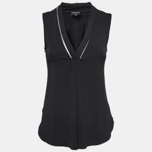 Giorgio Armani Monochrome Stretch Knit Sleeveless Top S