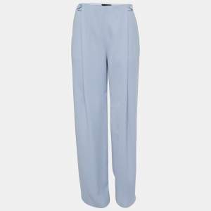 Giorgio Armani Light Blue Crepe High Waist Trousers S