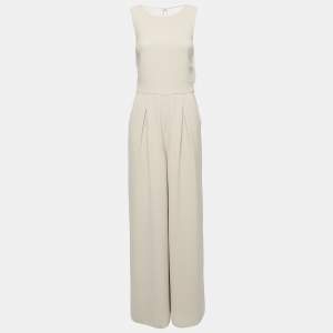 Giorgio Armani Beige Silk Wide Leg Jumpsuit S