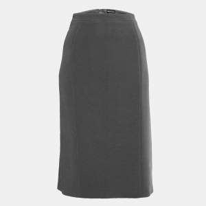 Giorgio Armani Grey Ribbed Knit Knee Length Skirt L