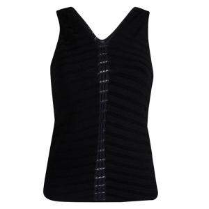 Giorgio Armani Black Sleeveless Knit V- Neck Top M