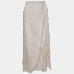 Giorgio Armani Light Pink Cotton & Linen Midi Skirt L