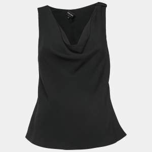 Giorgio Armani Black Silk Sleeveless Cowl Neck Top M