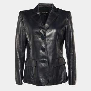 Giorgio Armani Black Leather Blazer Jacket M