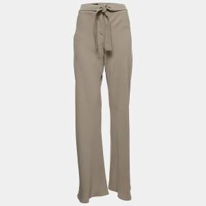 Giorgio Armani Beige Crepe Wide Leg Pants M 