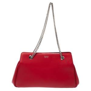 Giorgio Armani Red Leather Chain Shoulder Bag