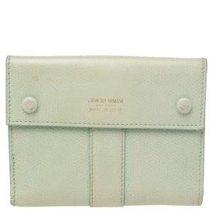 Giorgio Armani Green Leather French Wallet