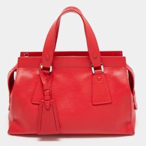 Giorgio Armani Red Leather Zip Satchel
