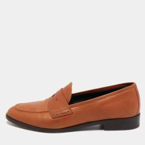 Giorgio Armani Brown Leather Slip On Loafers Size 36.5