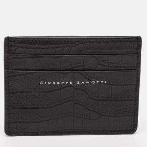 Giuseppe Zanotti Black Croc Embossed Leather Card Holder