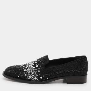 Giuseppe Zanotti Black Crystal Embellished Smoking Slippers Size 42