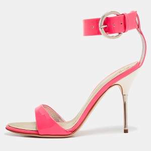 Giuseppe Zanotti Neon Pink Patent Leather Taz Sandals Size 36