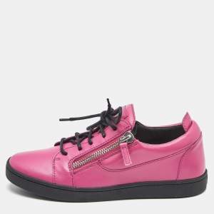 Giuseppe Zanotti Pink Leather Frankie Low Top Sneakers Size 39