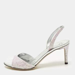 مملوكة مسبقًا Giuseppe Zanotti Lilibeth Size 37 Blush Pink Glitter Slingback Sandals