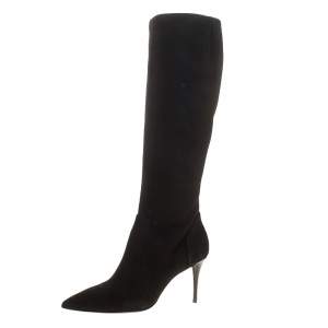 Pre Owned Giuseppe Zanotti Black Suede Knee Boots Size 37.5