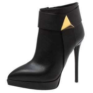 Pre Owned Giuseppe Zanotti Black Leather Emi Birel Ankle Boots Size 36