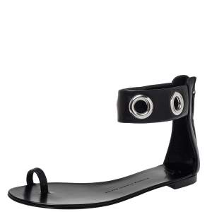 Pre Owned Giuseppe Zanotti Black Leather Ankle Strap Sandals Size 39