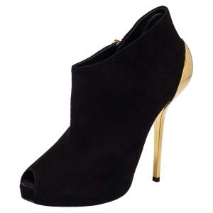 Pre Owned Giuseppe Zanotti Black Suede Zipper Detail Ankle Boots Size 41
