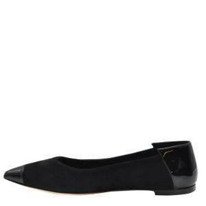 حذاء باليرينا فلات جوسيبي زانوتي جلد لامع وسويدي أسود مقاس EU 37.5