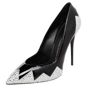Pre Owned Giuseppe Zanotti Black Patent Leather Crystal Embellished Pumps Size 41