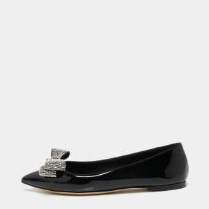 Pre Owned Giuseppe Zanotti Black Patent Leather Ballet Flats Size 38