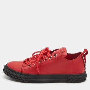Pre Owned Giuseppe Zanotti Red Leather Blabber Jellyfish Low Top Sneakers Size 40  