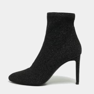 Giuseppe Zanotti Black Glitter Fabric Ankle Boots Size 41