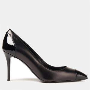 Pre Owned Giuseppe Zanotti Black Leather and Patent Pointed Toe Pumps Size 42