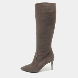 Giuseppe Zanotti Grey Suede Pointed Knee Length Boots Size 37